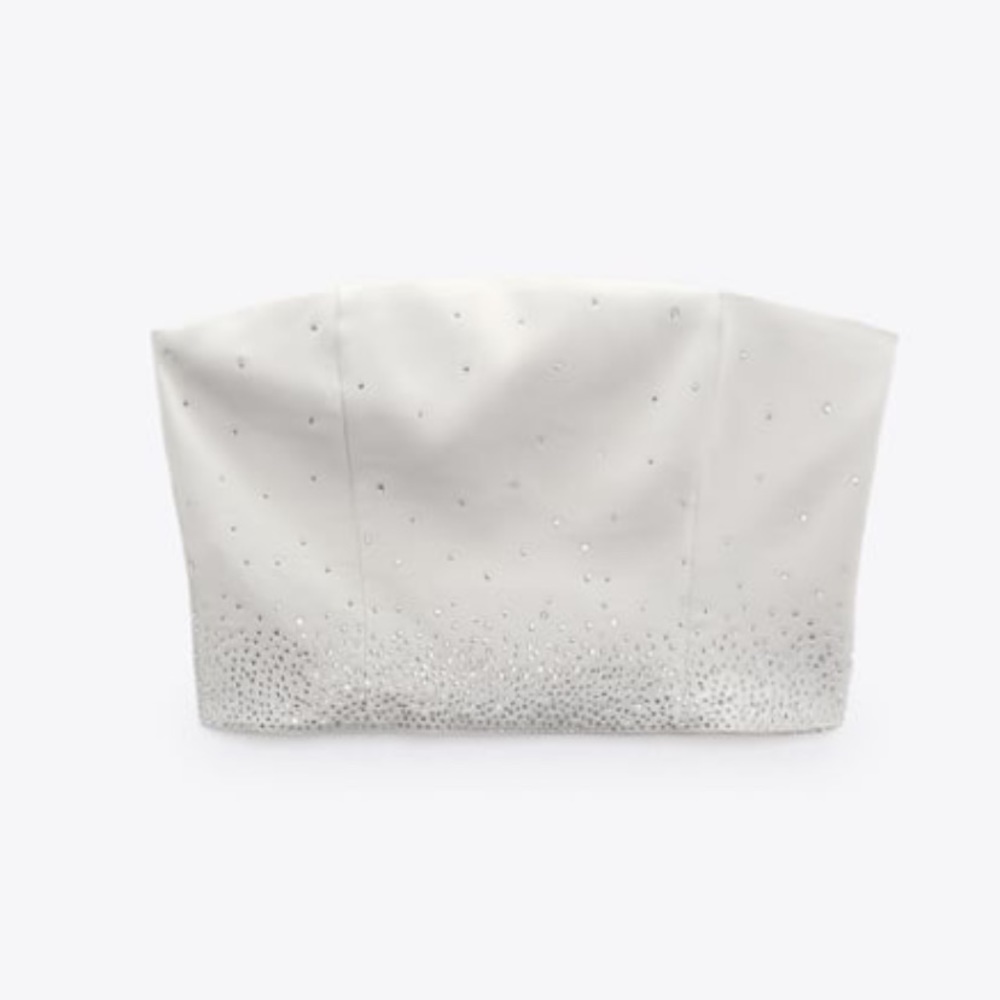 ZARA…. SHINY STRAPLESS SATIN TOP - Picture 6 of 12